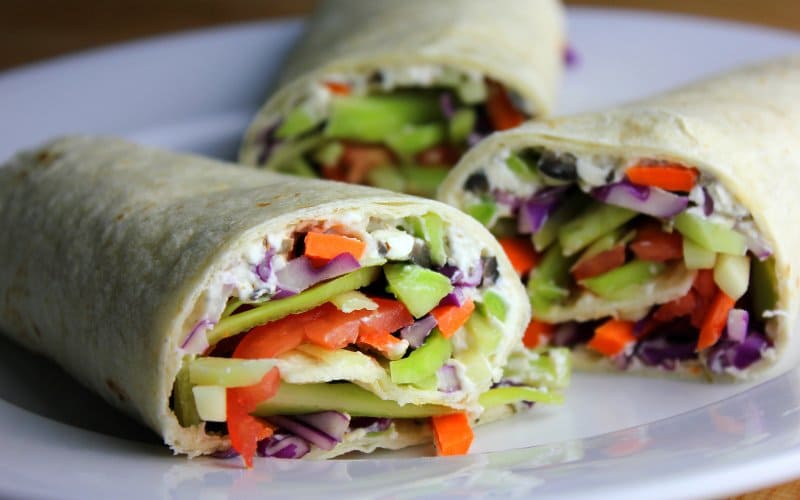 Rainbow Veggie Wraps with Cashew Cream Recipe