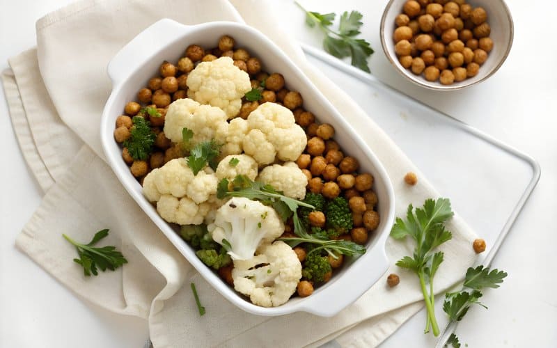 Cauliflower Chickpea Sheet Pan Bake Recipe